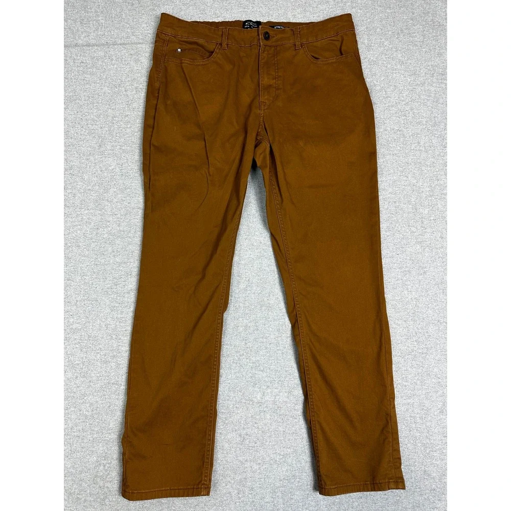 Ben Sherman Pants Men 36x32 Cognac Brown Slim Fit Stretch Cotton Chino Trousers